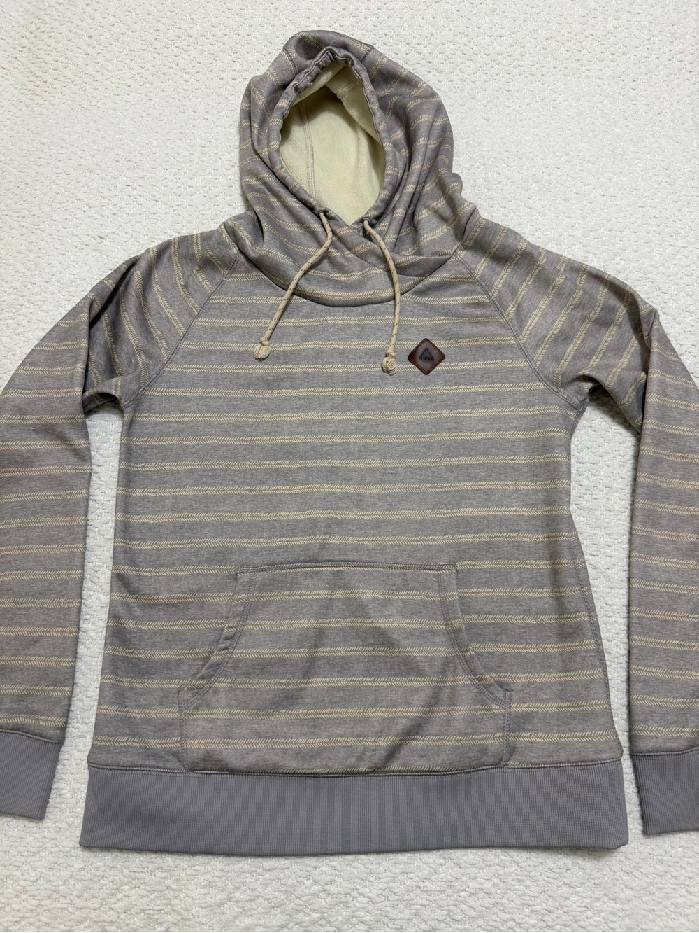 Burton Blue Gray Cream Striped Dryride Heron Pullover Hoodie Women’s Large